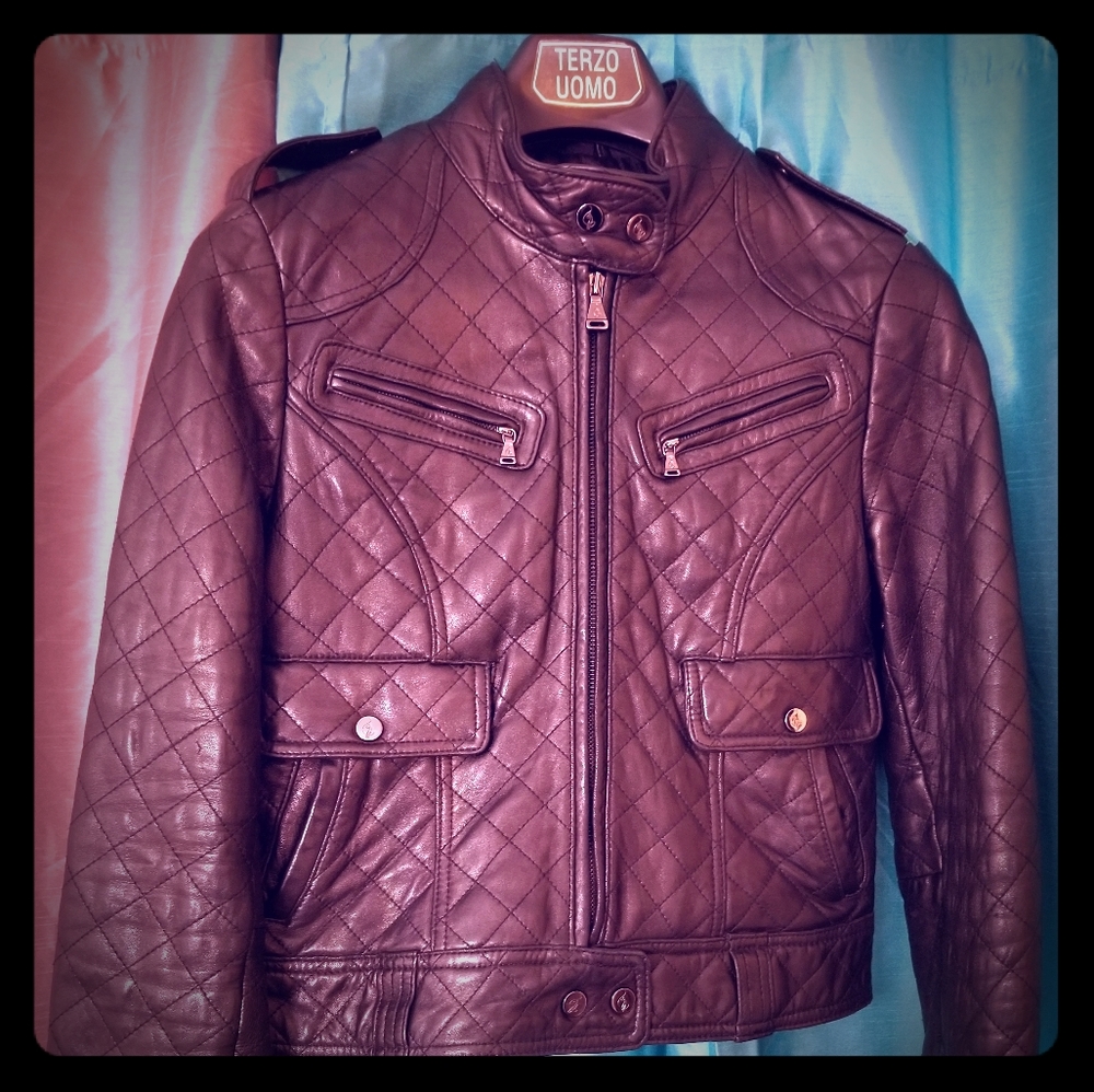 Babyphat Genuine Leather Quilted Moto Jacket